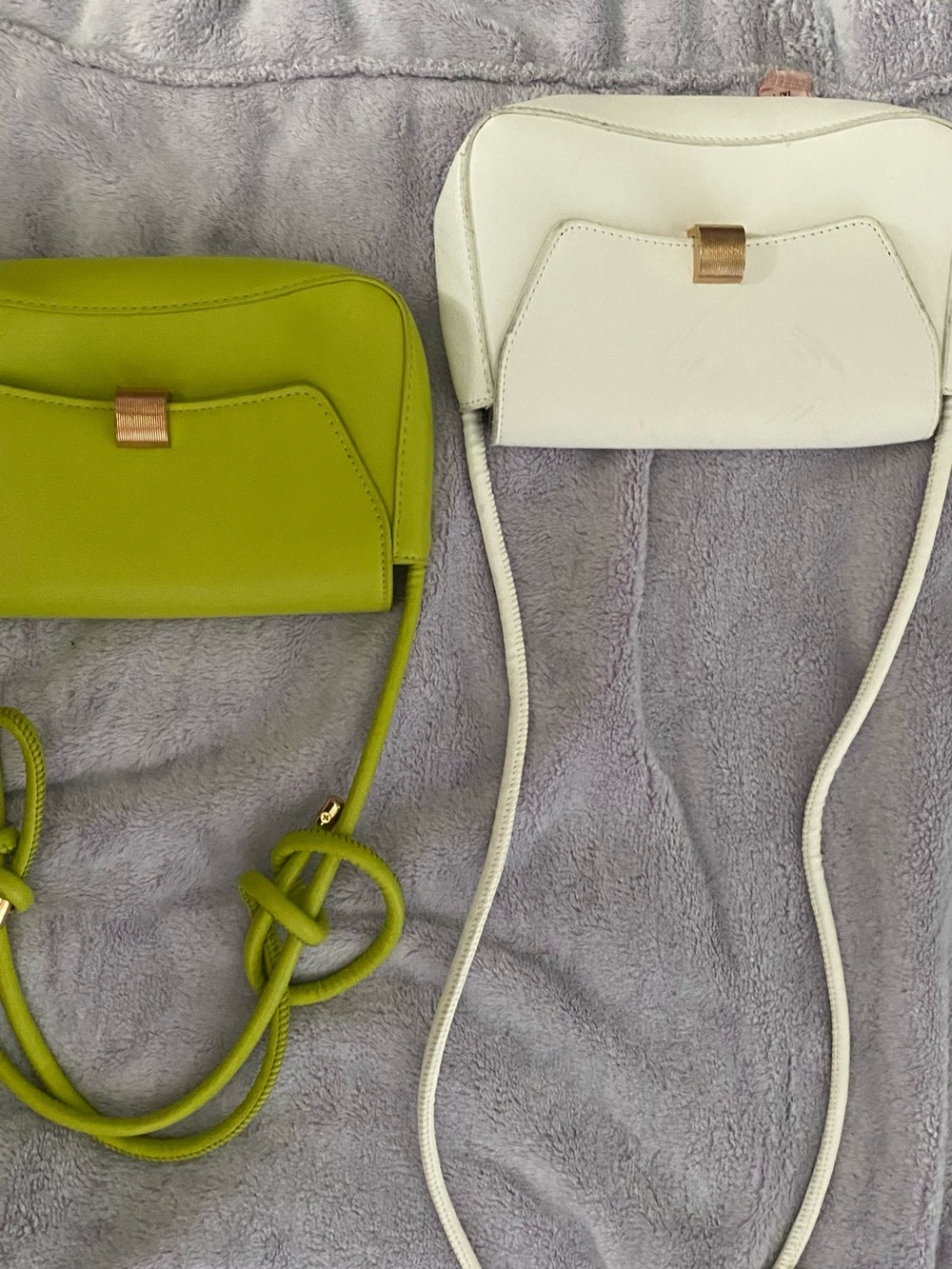 Womens Crossbody Bag - Green and White Leather-Style Shoulder Bag